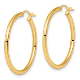 10K Gold Polished Hoop Earrings with Hollow Design and Lifetime Guarantee
